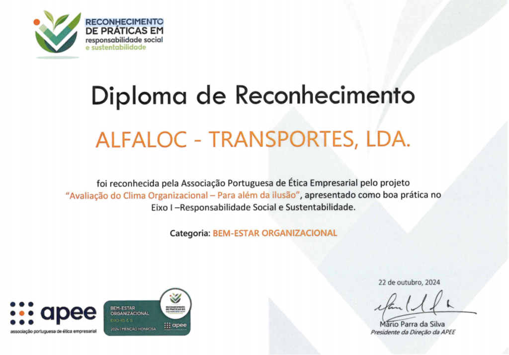 Reconocimiento en prácticas de responsabilidad social y sostenibilidad ALFALOC